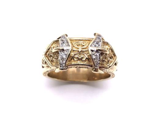 9ct Yellow Gold CZ Buckle Ring