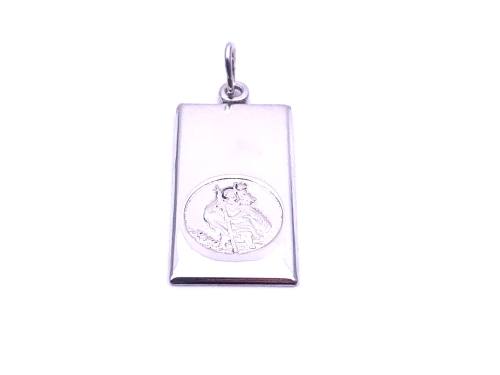 Silver Ingot St Christopher Pendant