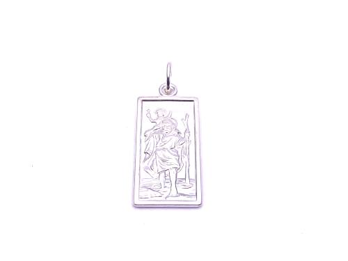 Silver St Christopher Ingot Pendant