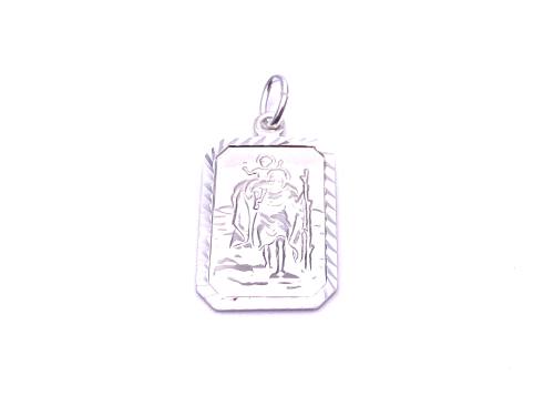 Silver Rectangular St Christopher Pendant