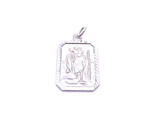 Silver Rectangular St Christopher Pendant