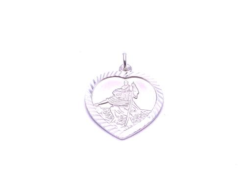 Silver Heart Shaped St Christopher