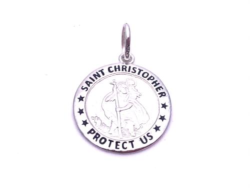 Silver Round St Christopher Pendant 19mm