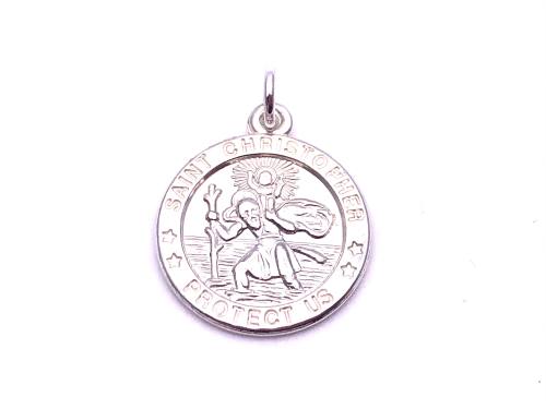 Silver Round St Christopher Pendant 16mm