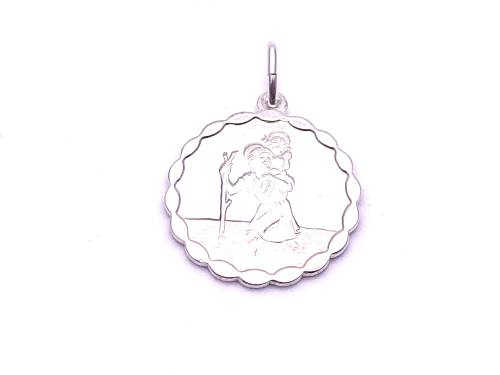 Silver Round St Christopher Pendant 19mm