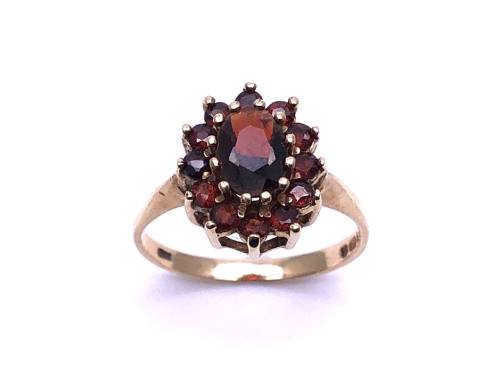 9ct Yellow Gold Garnet Cluster Ring