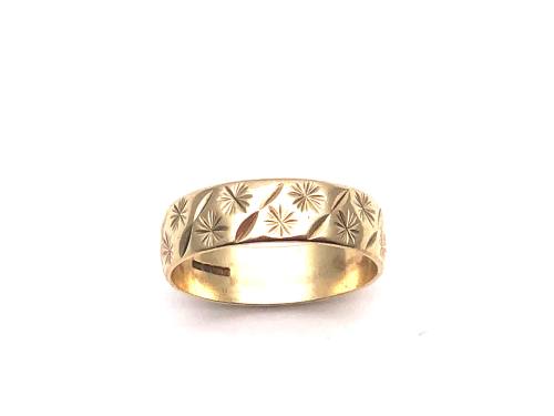 9ct Yellow Gold Patterned Wedding Ring