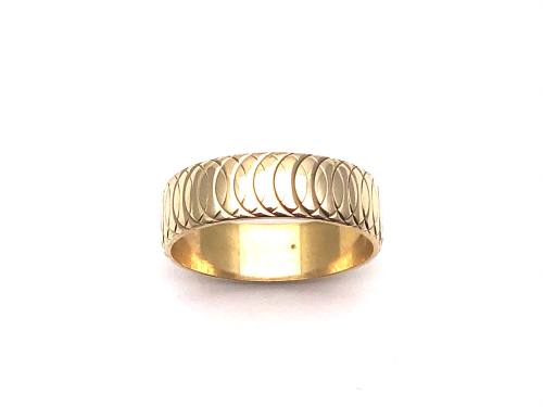 9ct Yellow Gold Patterned Wedding Ring