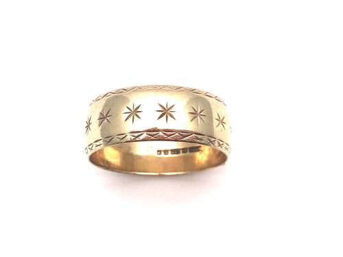 9ct Yellow Gold Patterned Wedding Ring