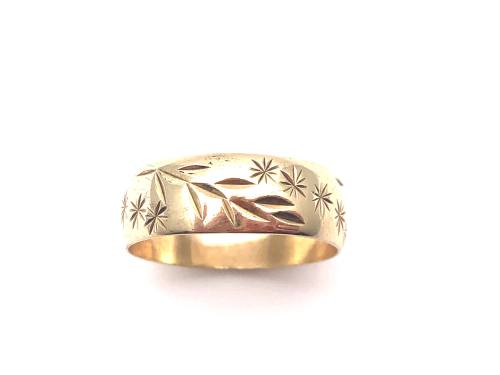 9ct Yellow Gold Patterned Wedding Ring