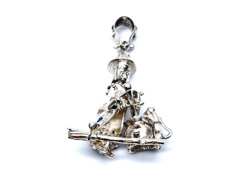 Silver CZ Moveable Witch Pendant