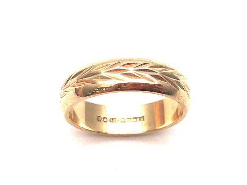 9ct Yellow Gold Patterned Wedding Ring