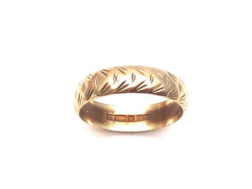 9ct Yellow Gold Patterned Wedding Ring