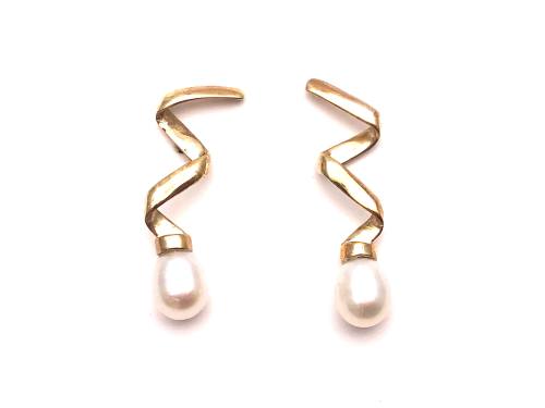 9ct Cultured Pearl Twist Stud Earrings