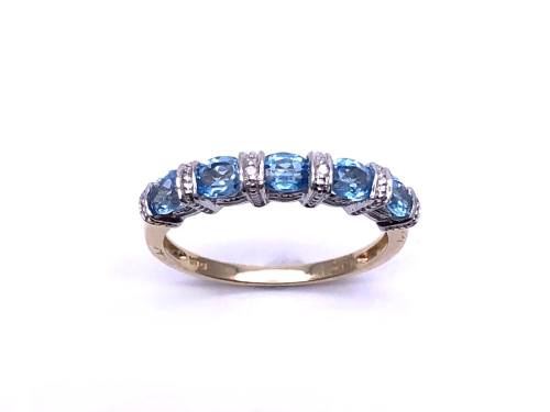 9ct Blue Topaz & Diamond Eternity Ring