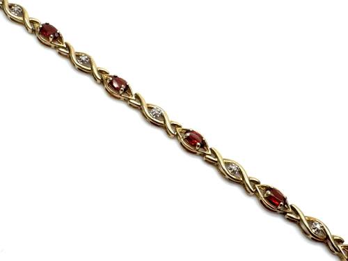 9ct Garnet & Diamond Bracelet