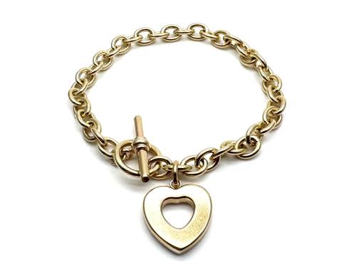 9ct Yellow Gold Heart Toggle Bracelet