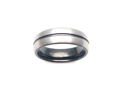 Tungsten Carbide Black IP Plating Ring 7mm