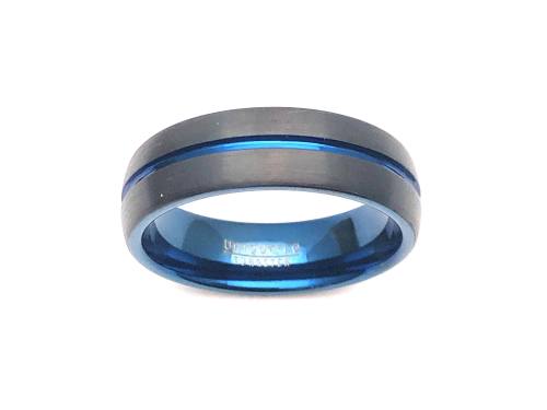 Tungsten Carbide Black & Blue IP Plating Band