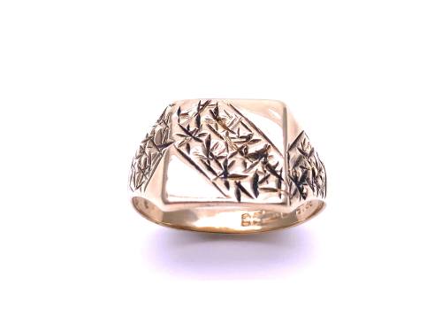 9ct Yellow Gold Patterned Signet Ring