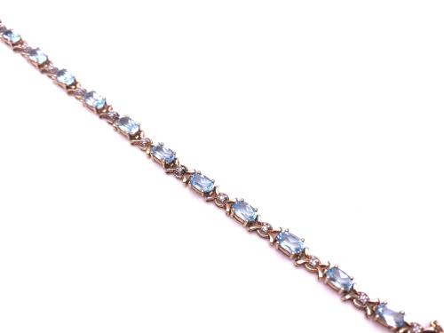 9ct  Blue Topaz & Diamond Bracelet