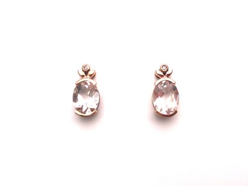 9ct Rose Gold Morganite & Diamond Studs