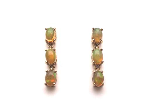 9ct Yellow Gold Opal Drop Earrings