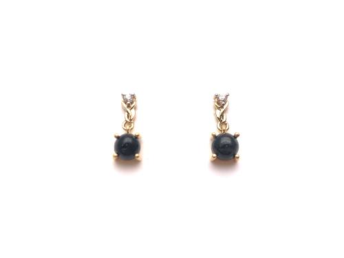 9ct Cats Eye & White Zircon Earrings