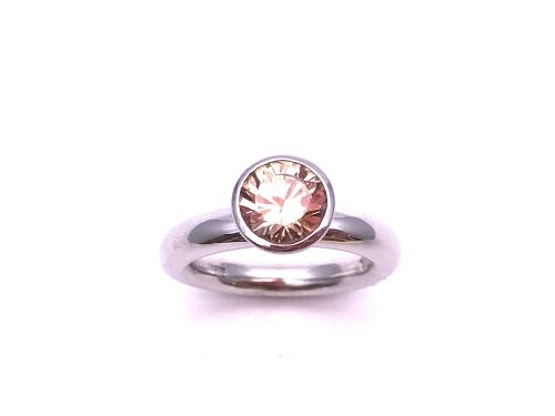 Silver Champagne CZ Ring Size O