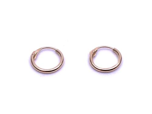 9ct Yellow Gold Plain Sleeper Hoop Earrings 6mm