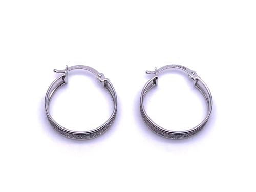 9ct White Gold Glitter Hoop Earrings