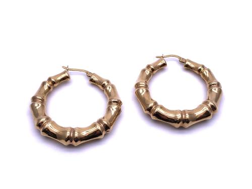 9ct Bamboo Style Hoop Earrings