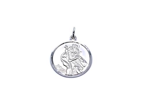 Silver Double Sided St Christopher Pendant