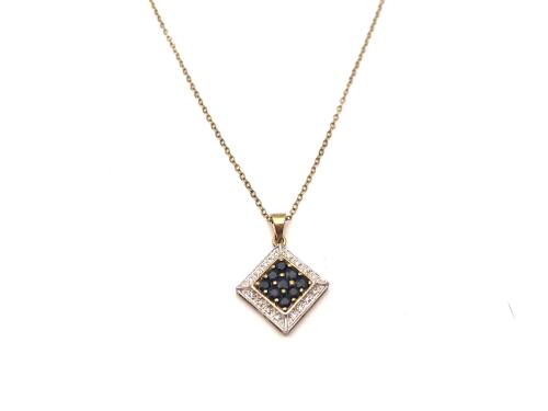 9ct Sapphire & Diamond Pendant & Chain