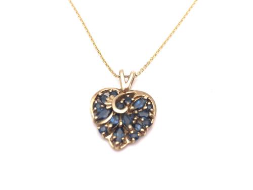 9ct Sapphire Heart Pendant & Chain