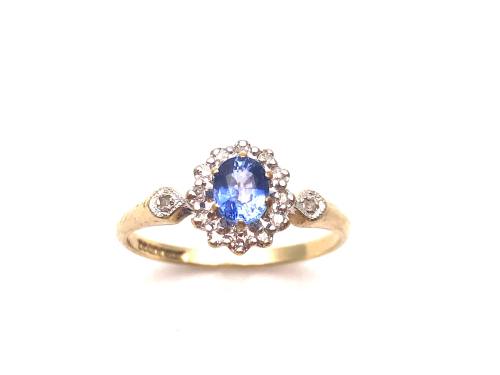 Secondhnad 9ct Sapphire & Diamond Cluster Ring