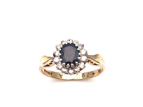 9ct Sapphire & Diamond Cluster Ring