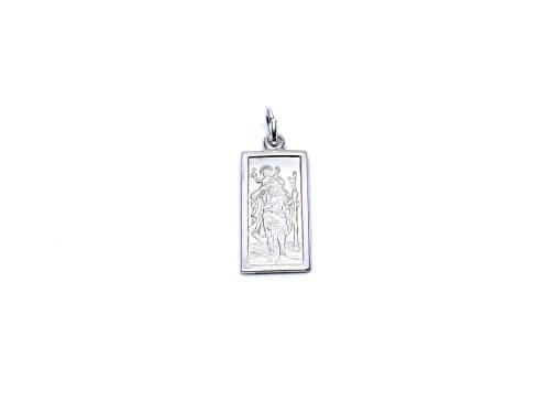 Silver Rectangular St Christopher Pendant