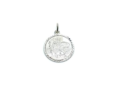 Silver Double Sided St Christopher Pendant 18mm