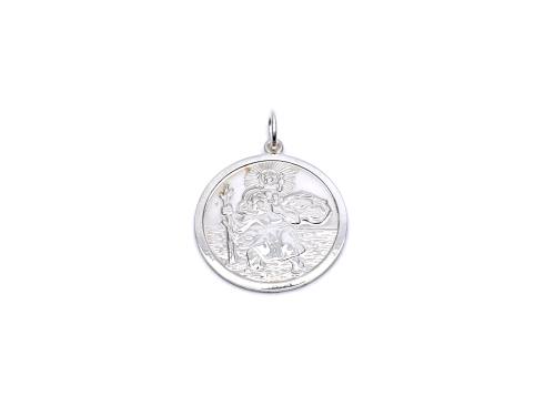 Silver Double Sided St Christopher Pendant 24mm