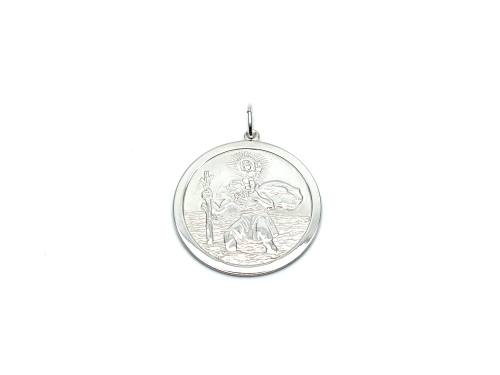 Silver Double Sided St Christopher Pendant 29mm