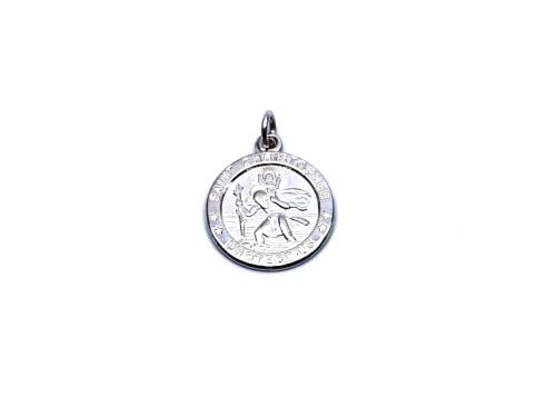 Silver Round St Christopher Pendant 16mm