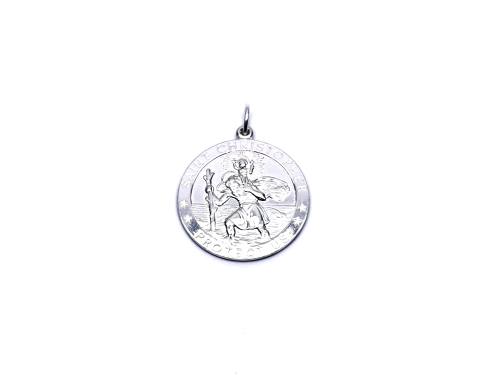 Silver Round St Christopher Pendant 24mm