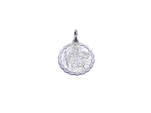 Silver Round St Christopher Pendant 19mm