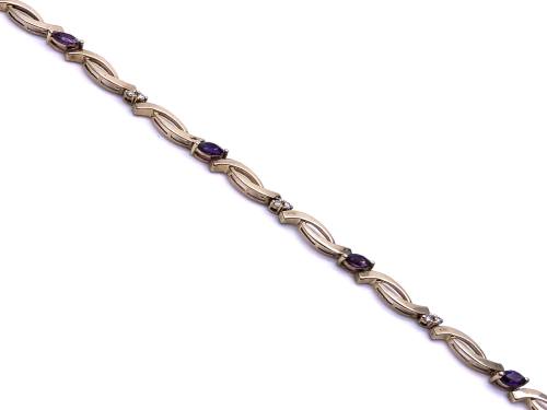 9ct Amethyst & Diamond Bracelet