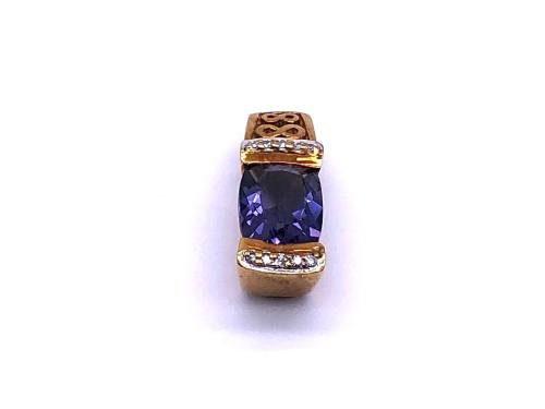 9ct Iolite & Diamond Pendant