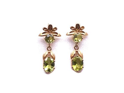 9ct Yellow Gold Peridot Drop Earrings