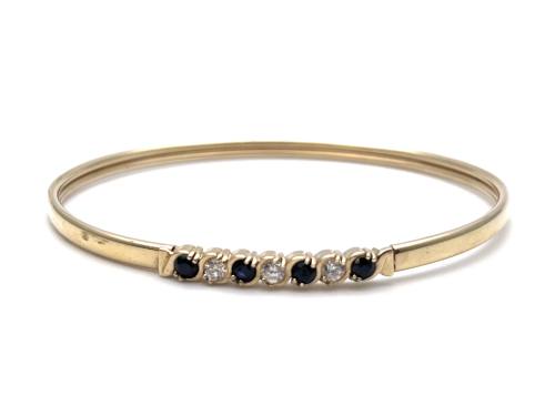 9ct Yellow Gold Sapphire & CZ Bangle