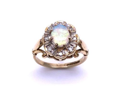 9ct Opal & Diamond Cluster Ring