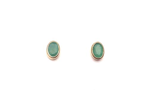 9ct Yellow Gold Emerald Stud Earrings